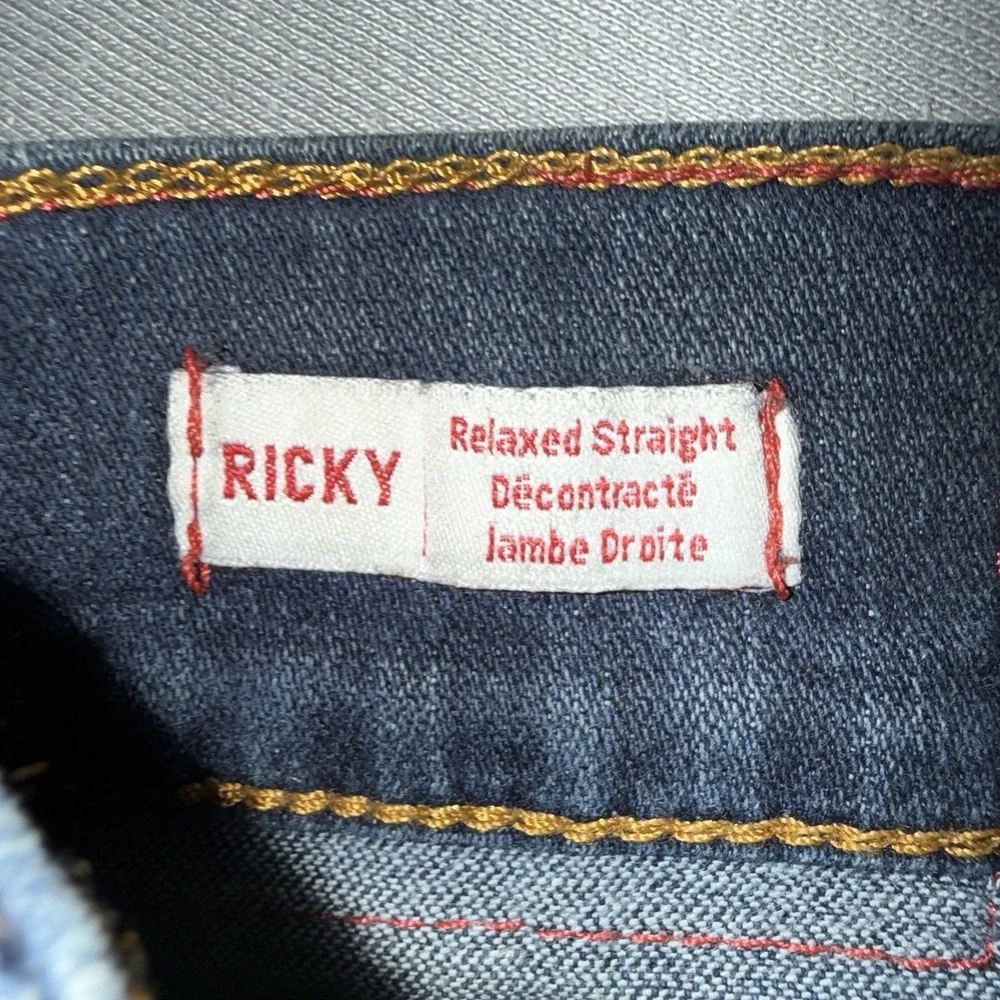 Men's True Religion Ricky Relaxed Straight Jeans Blue Size 38